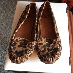 SM New York Brown and Black Flats with Animal Print